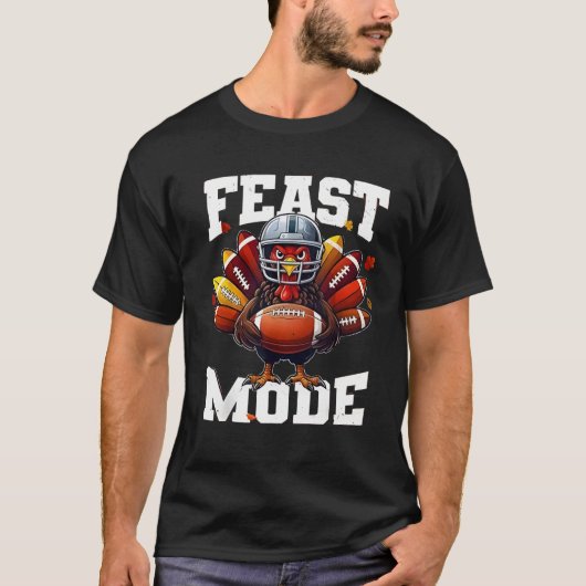 Funny Design Turkey Feast Mode Fall Men Women kids Tシャツ (正面)