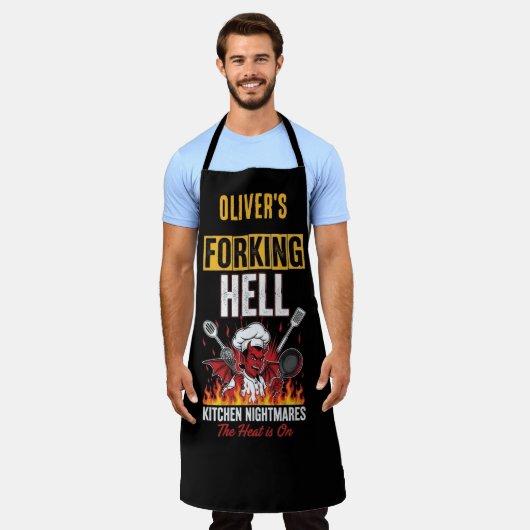 Funny Devil Chef Forking Hell Kitchen Nightmares エプロン (着用した状態)