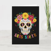 Funny Dia De Los Muertos Sugar Skull Seis Siete 67 カード (正面)