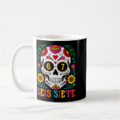 Funny Dia De Los Muertos Sugar Skull Seis Siete 67 コーヒーマグカップ (左)