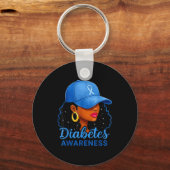 Funny Diabetes Awareness Month Black Women  キーホルダー (正面)