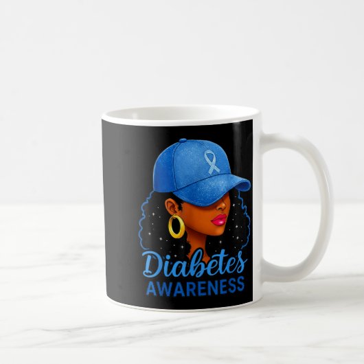 Funny Diabetes Awareness Month Black Women コーヒーマグカップ (右)