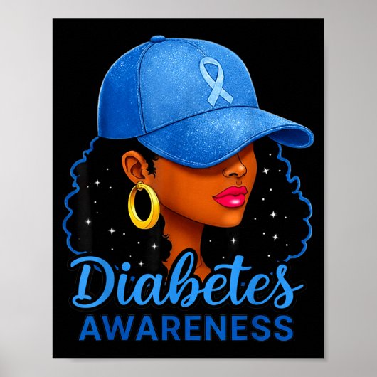 Funny Diabetes Awareness Month Black Women  ポスター (正面)