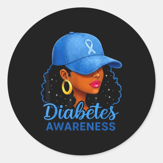 Funny Diabetes Awareness Month Black Women  ラウンドシール (正面)