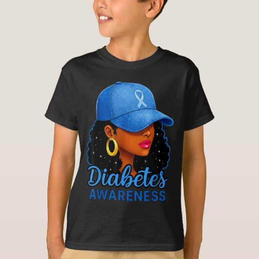 Funny Diabetes Awareness Month Black Women  Tシャツ (正面)