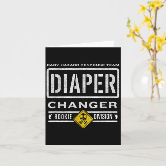 Funny Diaper Changer Duty - Expecting Baby New Dad カード (黄色い花)