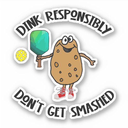 Funny Dink Responsibly Pickleball Sports シール (正面)