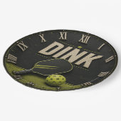Funny Dink Rustic Vintage Pickleball ペーパープレート (アングル)