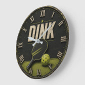 Funny Dink Rustic Vintage Pickleball ラージ壁時計 (傾斜)