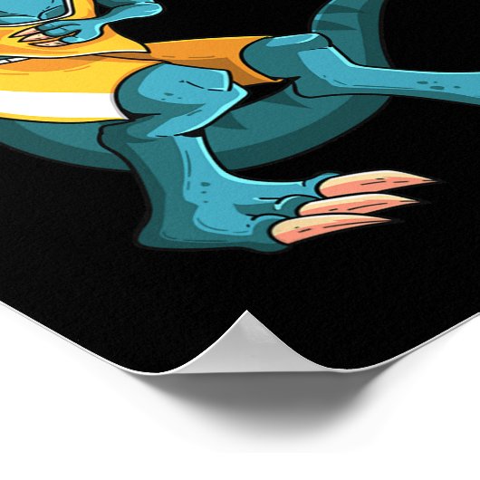 Funny Dino Playing Sketll T-rex Lover Player Kids  ポスター (角)