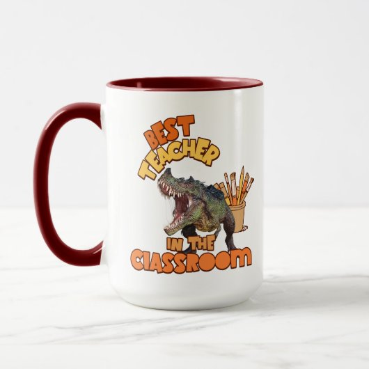 Funny Dinosaur Art Teacher Creative Classroom マグカップ (左)