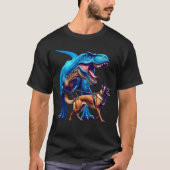 Funny Dinosaur Belgian Malinois Walking Dog Lover Tシャツ (正面)