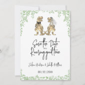 Funny Dinosaur Bride and Groom Wedding セーブザデート (正面)