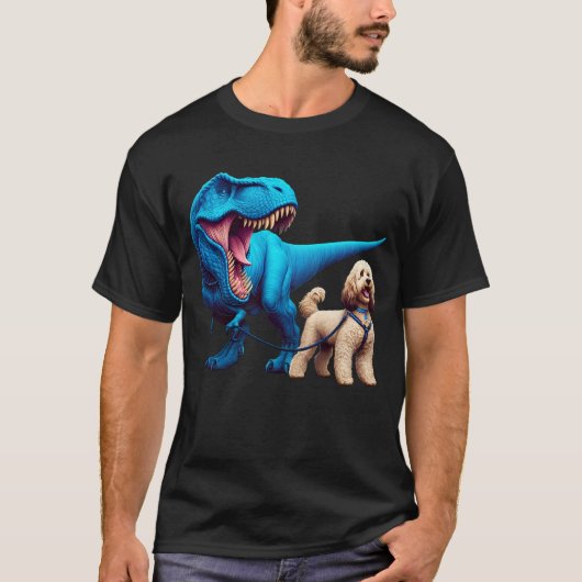 Funny Dinosaur Cockapoo Walking Dog Lover Tシャツ (正面)