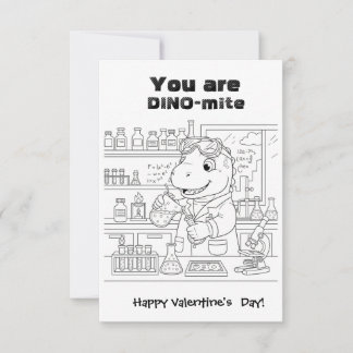 funny Dinosaur Coloring Maze Classroom Valentine  サンキューカード