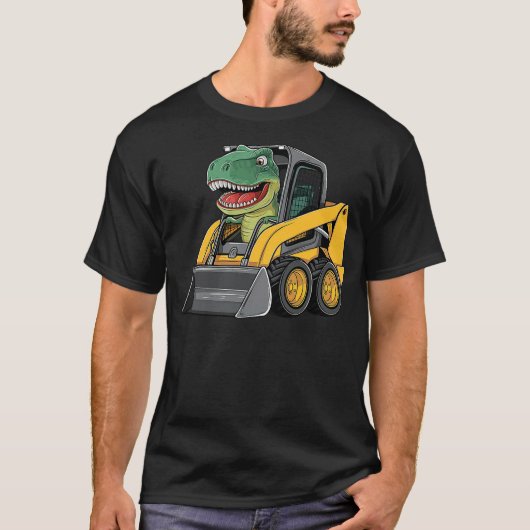 Funny Dinosaur Construction Truck Excavator Kids B Tシャツ (正面)
