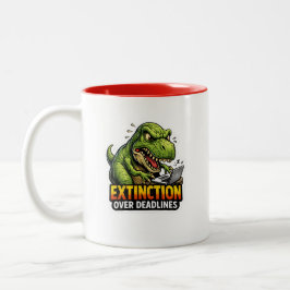 Funny Dinosaur Deadline Coffee Mug ツートーンマグカップ