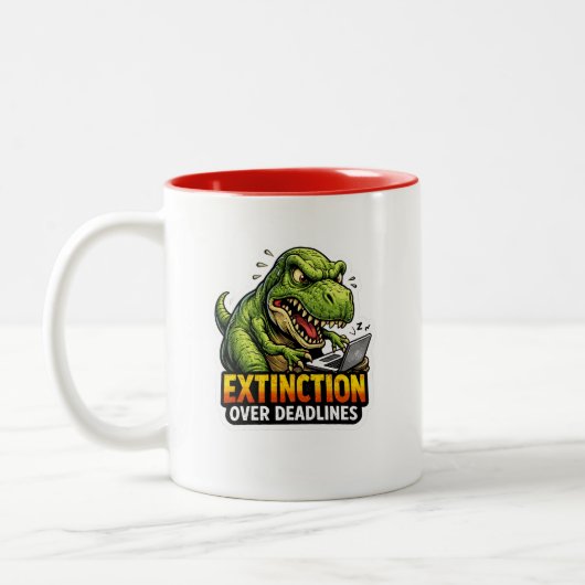 Funny Dinosaur Deadline Coffee Mug ツートーンマグカップ (左)