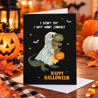 Funny Dinosaur Halloween Greeting Card シーズンカード