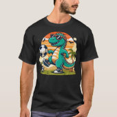 Funny Dinosaur Playing Soccer Tシャツ (正面)