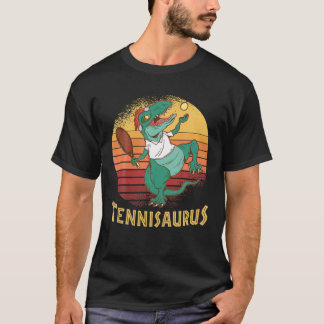 Funny Dinosaur Playing Tennis Retro Style Tennisau Tシャツ