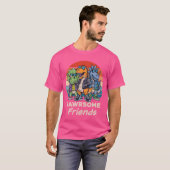 Funny Dinosaur Rawrsome Friends 90s Vintage Sunset Tシャツ (正面フル)