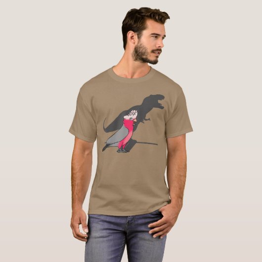 Funny Dinosaur shadow Tre rosebreasted Galah Tシャツ (正面フル)
