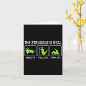 Funny Dinosaur Sports Gym Bench Press Pull-ups Pus カード (黄色い花)