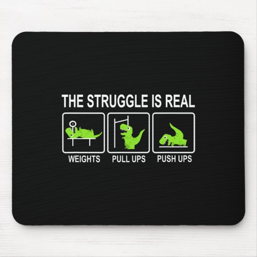 Funny Dinosaur Sports Gym Bench Press Pull-ups Pus マウスパッド (正面)