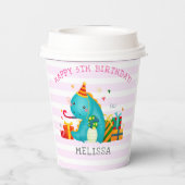 Funny Dinosaur Stomp Chomp and roar Birthday Girl 紙コップ (裏面)