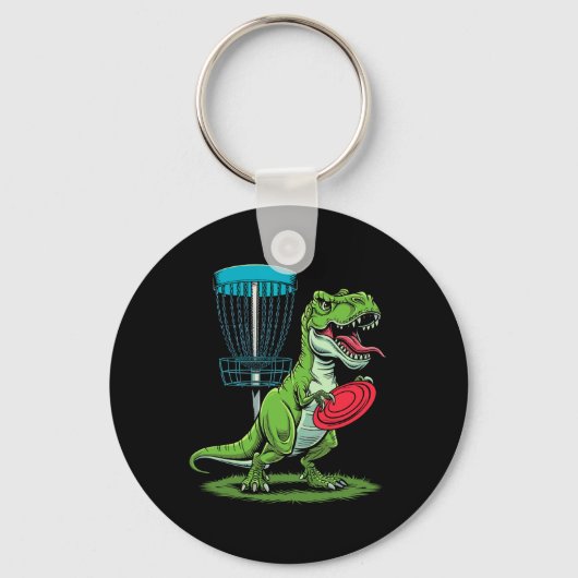 Funny Dinosaur T-rex Disc Golf Player Sket Golfer  キーホルダー (正面)