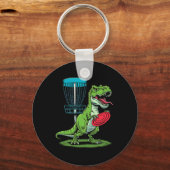 Funny Dinosaur T-rex Disc Golf Player Sket Golfer  キーホルダー (正面)