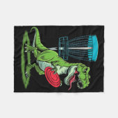 Funny Dinosaur T-rex Disc Golf Player Sket Golfer  フリースブランケット (正面(横))