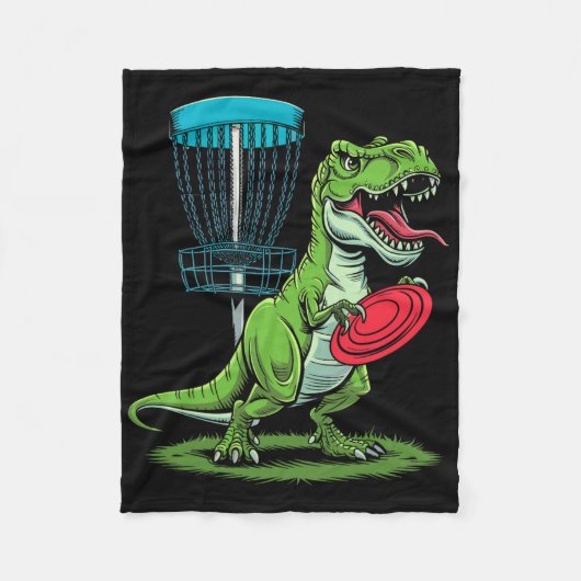 Funny Dinosaur T-rex Disc Golf Player Sket Golfer  フリースブランケット (正面)