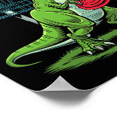 Funny Dinosaur T-rex Disc Golf Player Sket Golfer  ポスター (角)