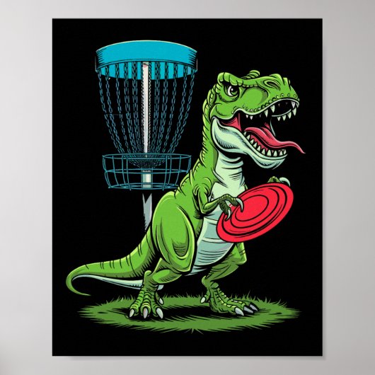 Funny Dinosaur T-rex Disc Golf Player Sket Golfer  ポスター (正面)