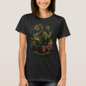 Funny Dinosaur Taking Monster Truck Joyride Tシャツ (正面)