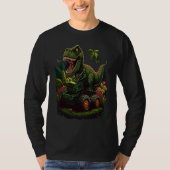Funny Dinosaur Taking Monster Truck Joyride Tシャツ (正面)