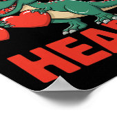 Funny Dinosaur Valentine Design With Hearts  ポスター (角)