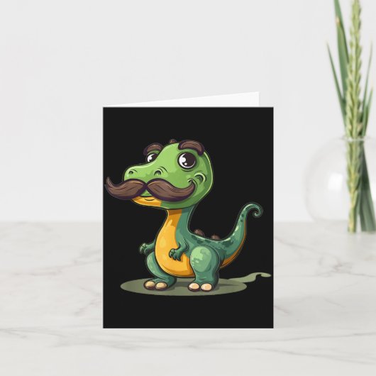 Funny Dinosaur With Mustache Beard For Adults And カード (正面)
