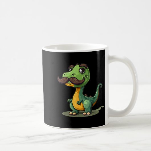 Funny Dinosaur With Mustache Beard For Adults And コーヒーマグカップ (右)