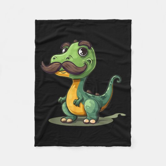 Funny Dinosaur With Mustache Beard For Adults And フリースブランケット (正面)