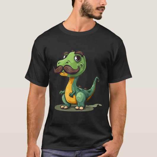 Funny Dinosaur With Mustache Beard For Adults And  Tシャツ (正面)