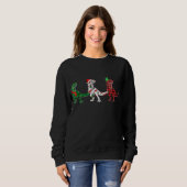 Funny Dinosaur Xmas Tree Lights Red Plaid T Rex Ch スウェットシャツ (正面フル)