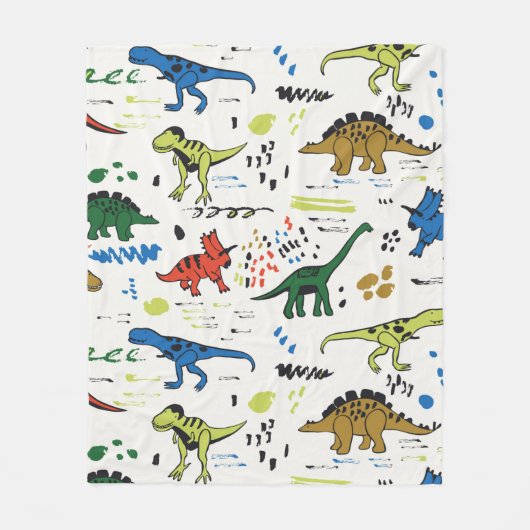 funny dinosaurs graphic color pattern フリースブランケット (正面)