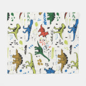 funny dinosaurs graphic color pattern フリースブランケット (正面(横))