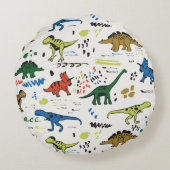 funny dinosaurs graphic color pattern ラウンドクッション (裏面)