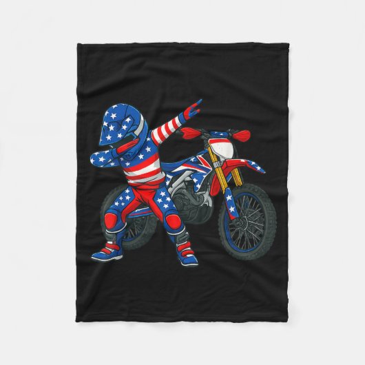 Funny Dirt Bike Art Rider Motocross Motorcycle Dir フリースブランケット (正面)