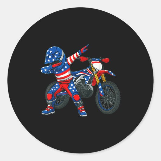 Funny Dirt Bike Art Rider Motocross Motorcycle Dir ラウンドシール (正面)