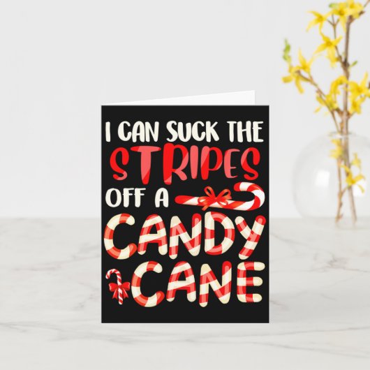 Funny Dirty Candy Cane Christmas Hilarious Santa H カード (黄色い花)